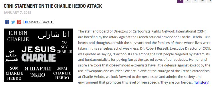 CRNI statement support Charlie Hebdo