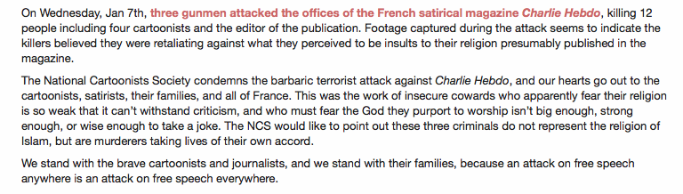 NCSstatement support Charlie Hebdo